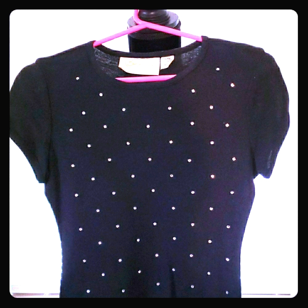 Black Rhinestone Tee Shirt Large - Picture 2 of 6
